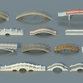 中式景观桥3D模型下载